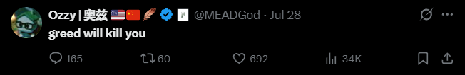 X post screenshot mentioning 