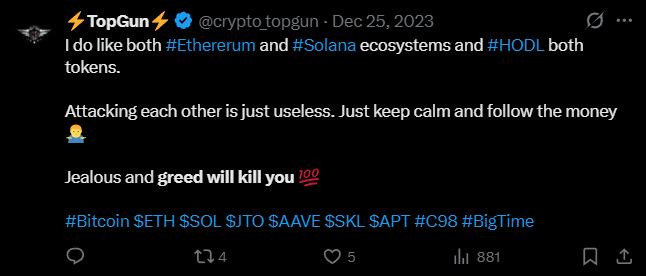 X post screenshot mentioning 