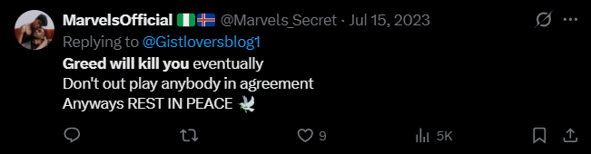 X post screenshot mentioning 