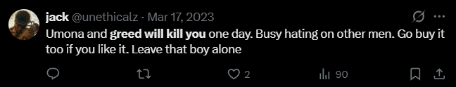 X post screenshot mentioning 