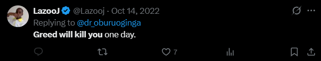 X post screenshot mentioning 