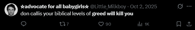 X post screenshot mentioning 