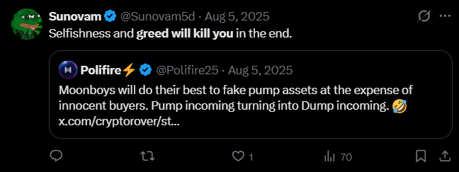 X post screenshot mentioning 