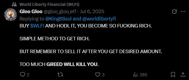 X post screenshot mentioning 