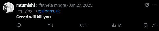 X post screenshot mentioning 