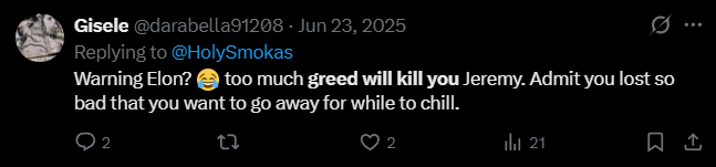 X post screenshot mentioning 