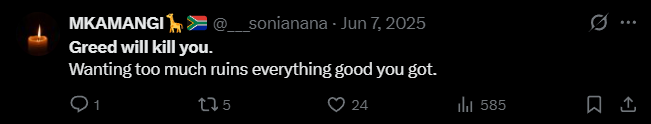 X post screenshot mentioning 
